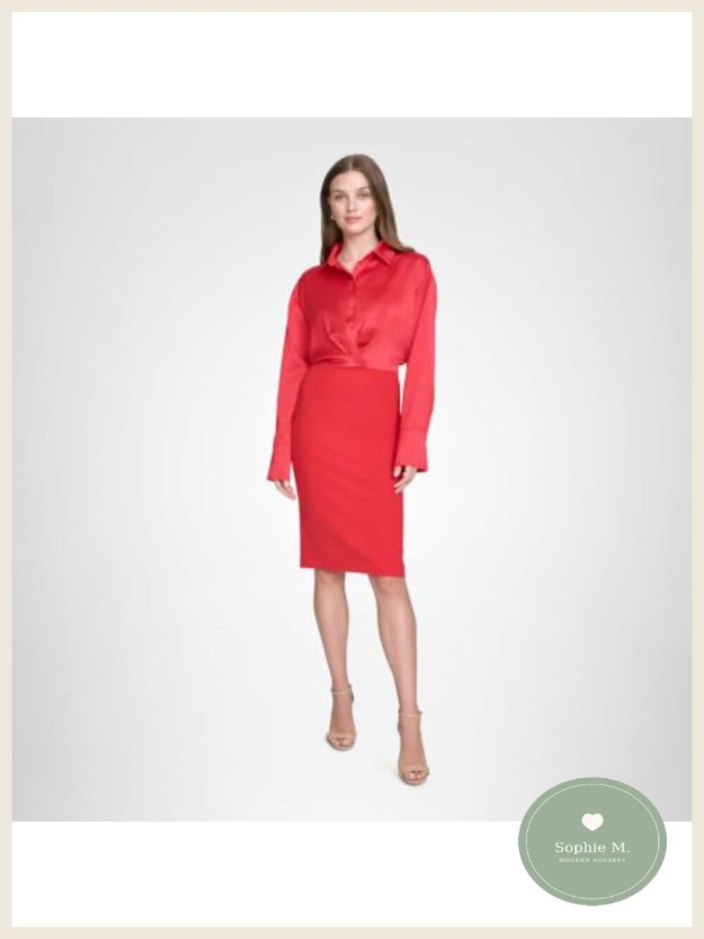 Long Sleeve Collared Satin Twofer Shirt Dress Sheath